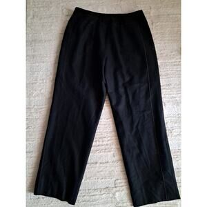 Vintage Harvé Bernard Black Wool High Waist Wide Leg Lined Trousers Size 16 TALL